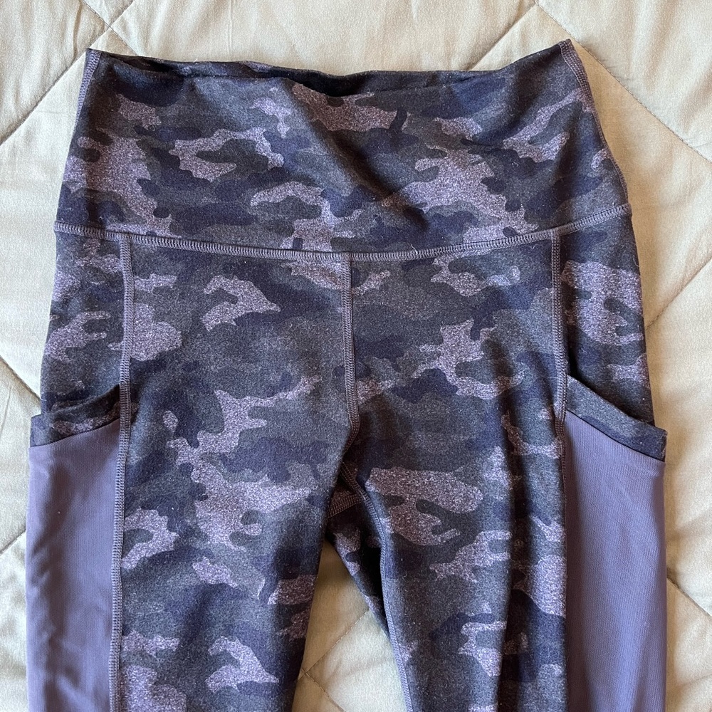 Fabletics Black Camouflage High Waisted Workout Leggings